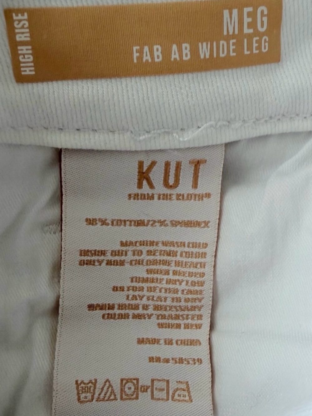 ✨ KUT From The Kloth Meg Fab Ab Wide Leg Crop Jeans White Size 6 - Picture 8 of 8